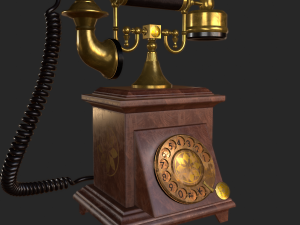 old antique phone pbr low poly Modelo 3D