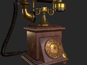 old antique phone pbr low poly Modelo 3D