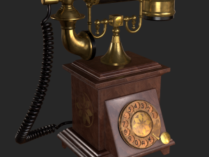 old antique phone pbr low poly Modelo 3D
