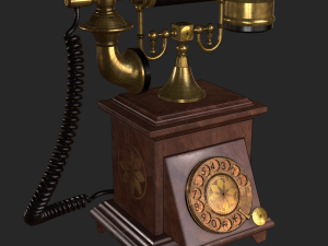old antique phone pbr low poly Modelo 3D