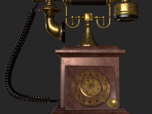 old antique phone pbr low poly Modelo 3D
