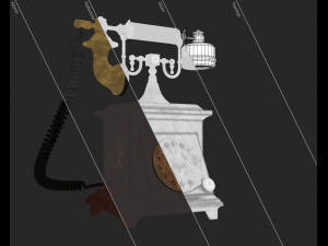 old antique phone pbr low poly Modelo 3D