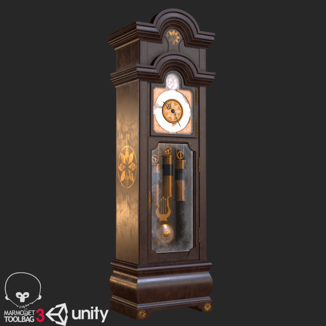 old antique grandfather clock pbr low poly Model 3D .c4d .max .obj .3ds .fbx .stl .blend 