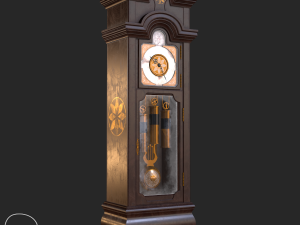 old antique grandfather clock pbr low poly 3D Model
