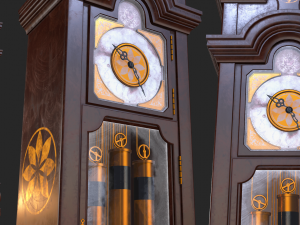 old antique grandfather clock pbr low poly Model 3D