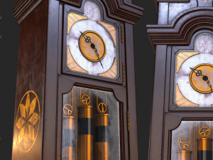 old antique grandfather clock pbr low poly Model 3D