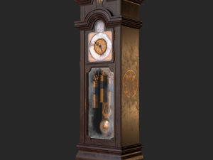 old antique grandfather clock pbr low poly Model 3D