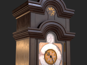 old antique grandfather clock pbr low poly Model 3D