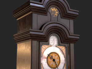 old antique grandfather clock pbr low poly Model 3D