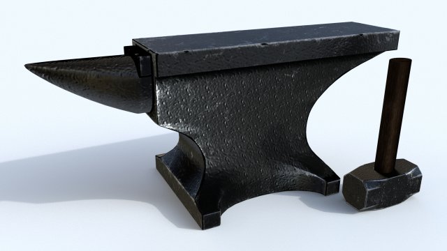 anvil and sledge hammer 3D Model .c4d .max .obj .3ds .fbx .stl .blend 
