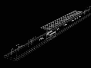 italian railway station quay with shelter 3D Model
