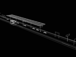 italian railway station quay with shelter 3D मॉडल