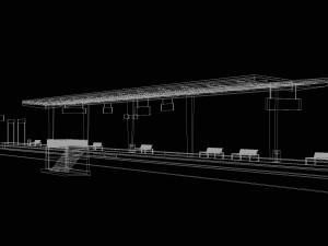 italian railway station quay with shelter 3D मॉडल
