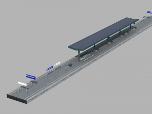 italian railway station quay with shelter 3D मॉडल