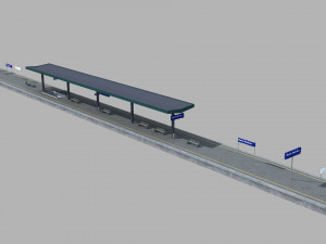 italian railway station quay with shelter 3D मॉडल