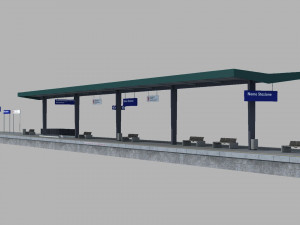 italian railway station quay with shelter 3D मॉडल