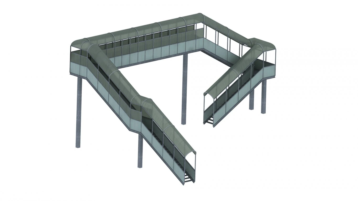 pedestrian overpass 3D Model .c4d .max .obj .3ds .fbx .stl .blend 