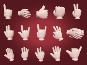 Hand-Emoji-Zeichen &ndash; Icons-Paket 3D Modell