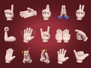 cartoon hands - emoji signs - icons pack 3D Model