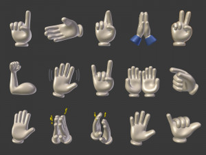 cartoon hands - emoji signs - icons pack Modelo 3D