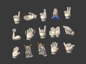 cartoon hands - emoji signs - icons pack Modelo 3D