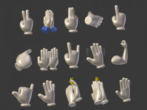 cartoon hands - emoji signs - icons pack Modelo 3D