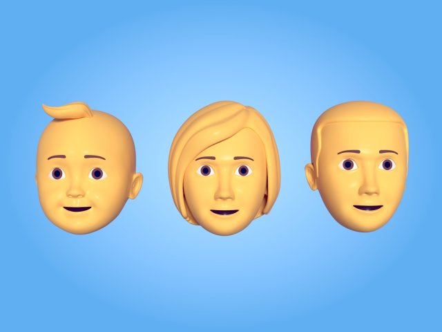 cartoon head - face emoticon Modelo 3D .c4d .max .obj .3ds .fbx .stl .blend 