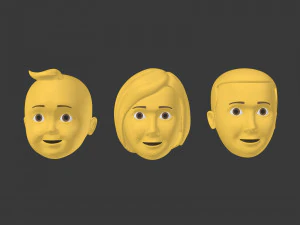 cartoon head - face emoticon 3D Model