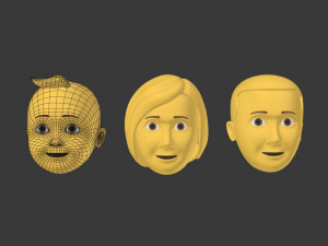 cartoon head - face emoticon Modelo 3D