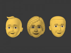 cartoon head - face emoticon Modelo 3D