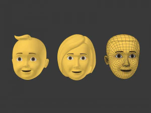 cartoon head - face emoticon 3D Model