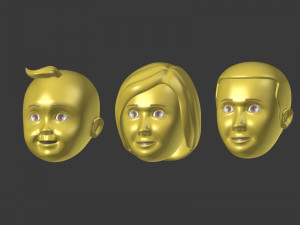 cartoon head - face emoticon Modelo 3D