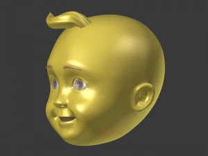 cartoon head - face emoticon 3D Model