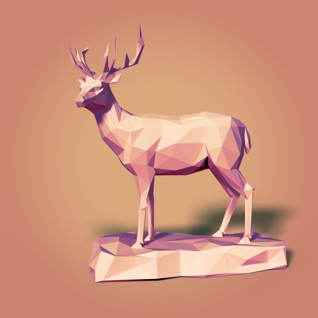 lowpoly deer statue 3Dモデル .c4d .max .obj .3ds .fbx .stl .blend 
