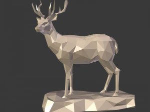 lowpoly deer statue 3D Model
