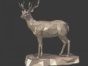 lowpoly deer statue 3D Model
