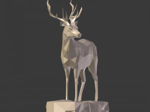 lowpoly deer statue 3D Model