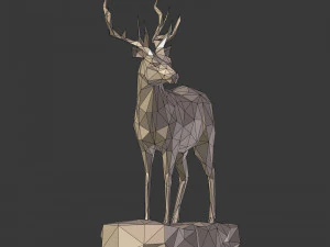 lowpoly deer statue 3D Model