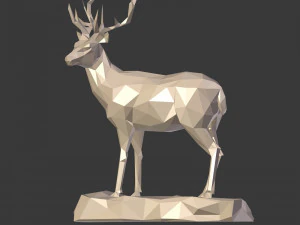 lowpoly deer statue 3D Model