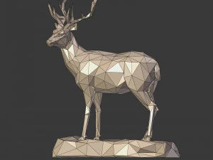 lowpoly deer statue 3D Model