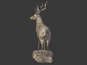 lowpoly deer statue 3D Model