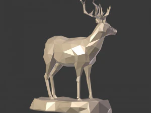 lowpoly deer statue 3D Model