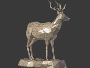 lowpoly deer statue 3D Model