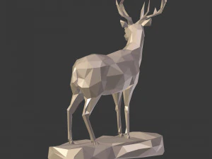 lowpoly deer statue 3D Model
