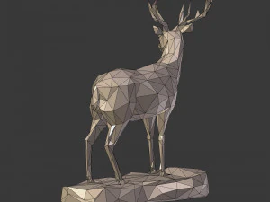 lowpoly deer statue 3D Model