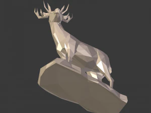 lowpoly deer statue 3D Model