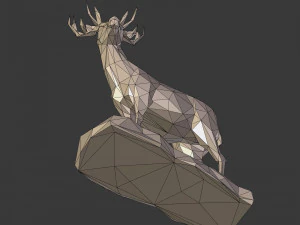 lowpoly deer statue 3D Model