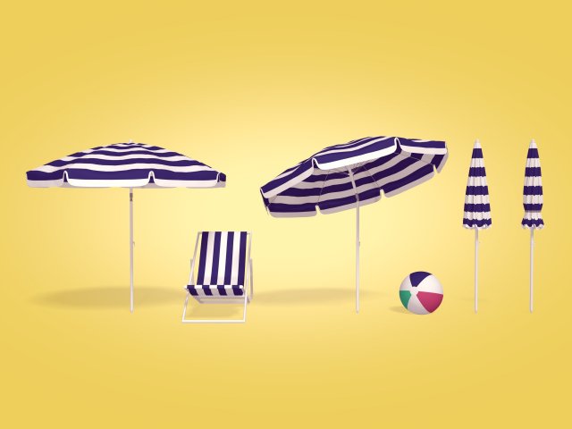 Beach Parasol Pack 3D Модель .c4d .max .obj .3ds .fbx .stl .blend 