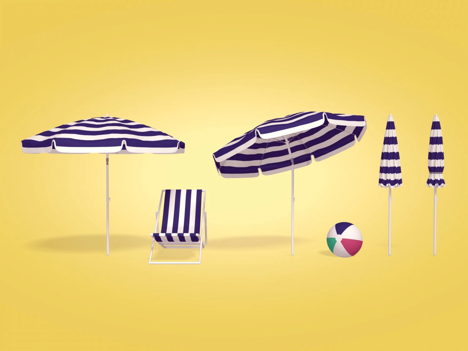 Pacote de guarda-sol de praia Modelo 3D .c4d .max .obj .3ds .fbx .stl .blend 