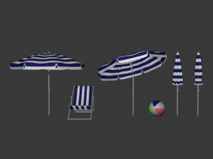 Pacote de guarda-sol de praia Modelo 3D